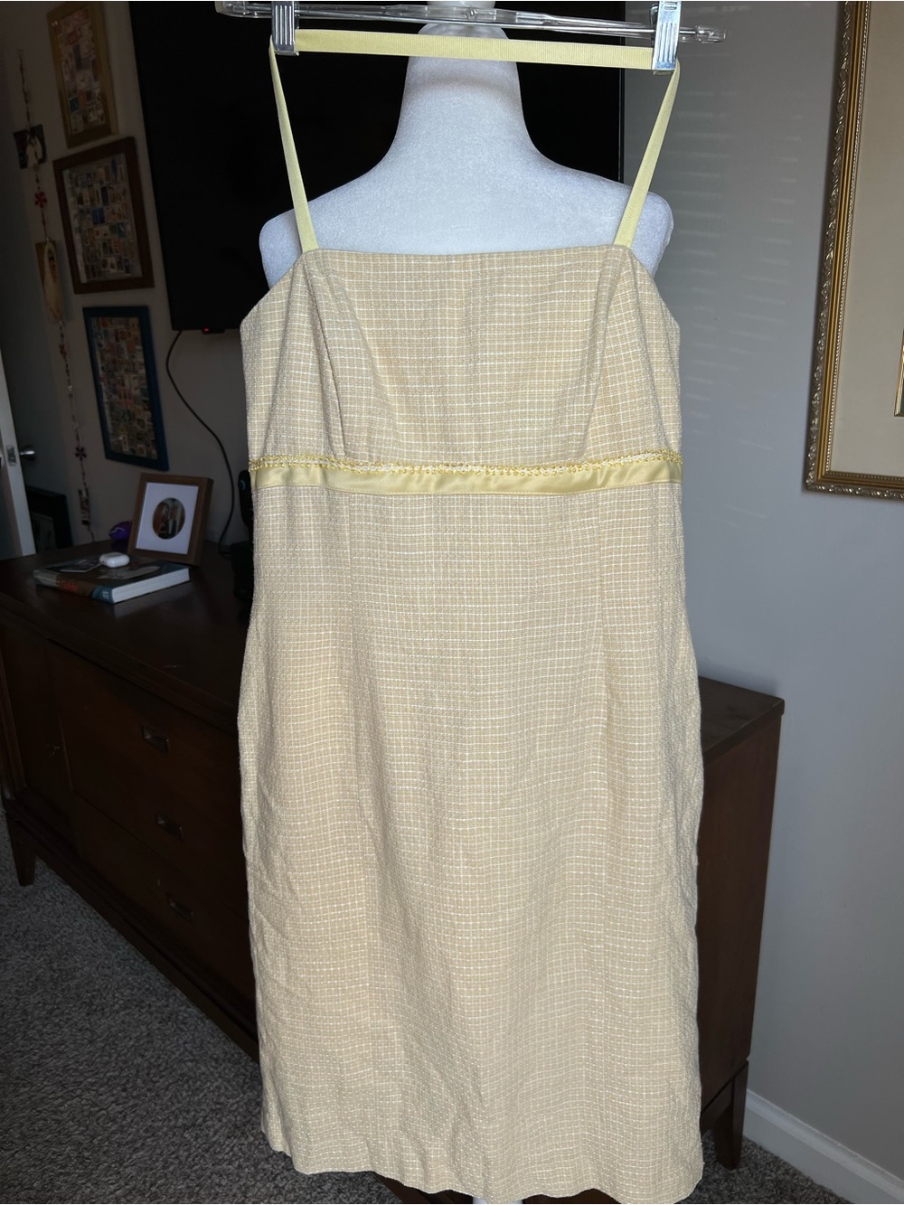Vintage Yellow Tweed Halter Dress